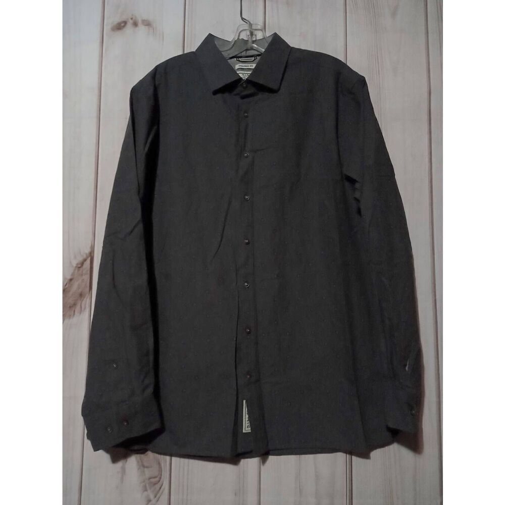 Jos A Bank Shirt Men's Extra‎ Large Gray Button Front Long Sleeve Tailored Fit